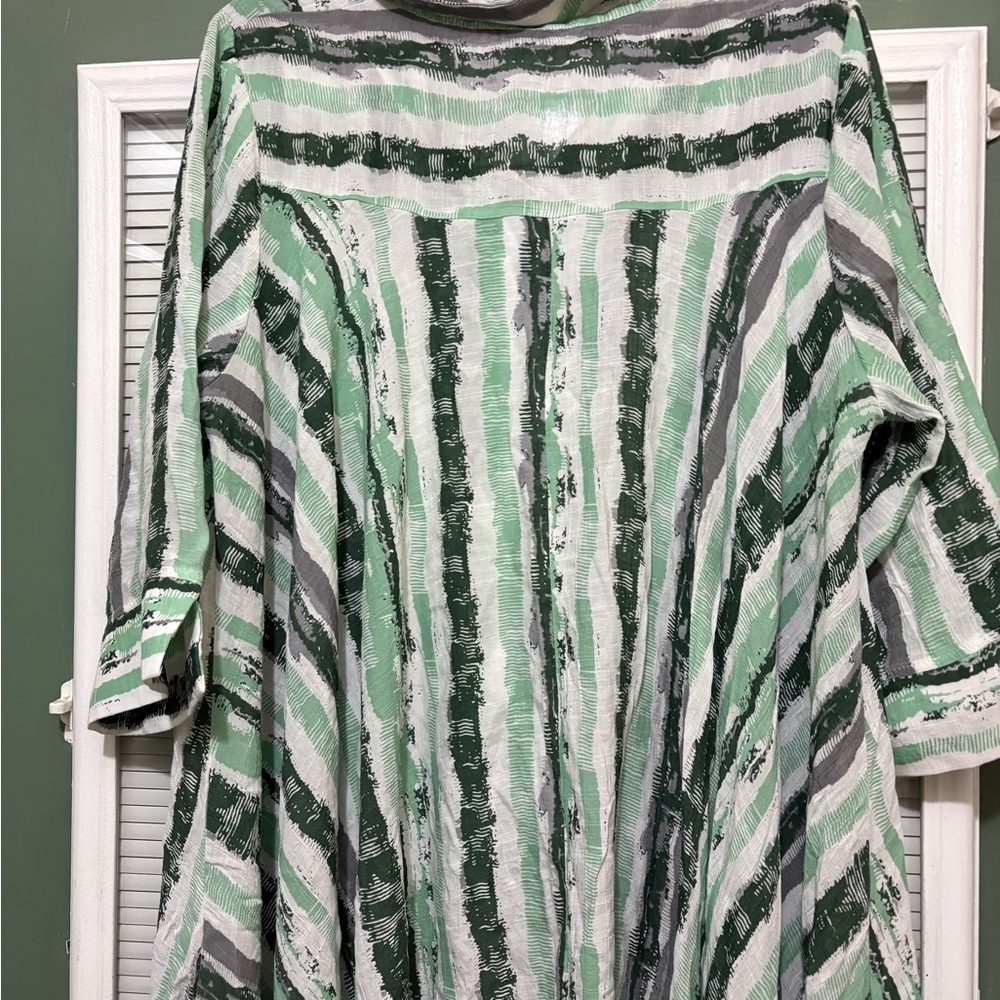 Patrizia Luca Women's High Low Blouse Long Sleeve Shirtdress Button Green M - Picture 5 of 5